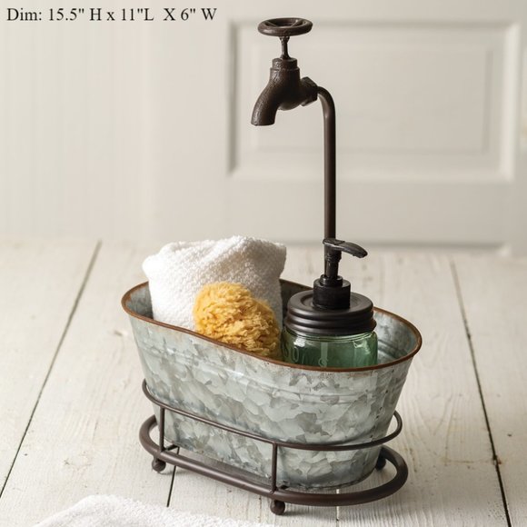 Farmhouse Oval Container With Faucet, Bath Storage, Home Decor - Picture 3 of 5